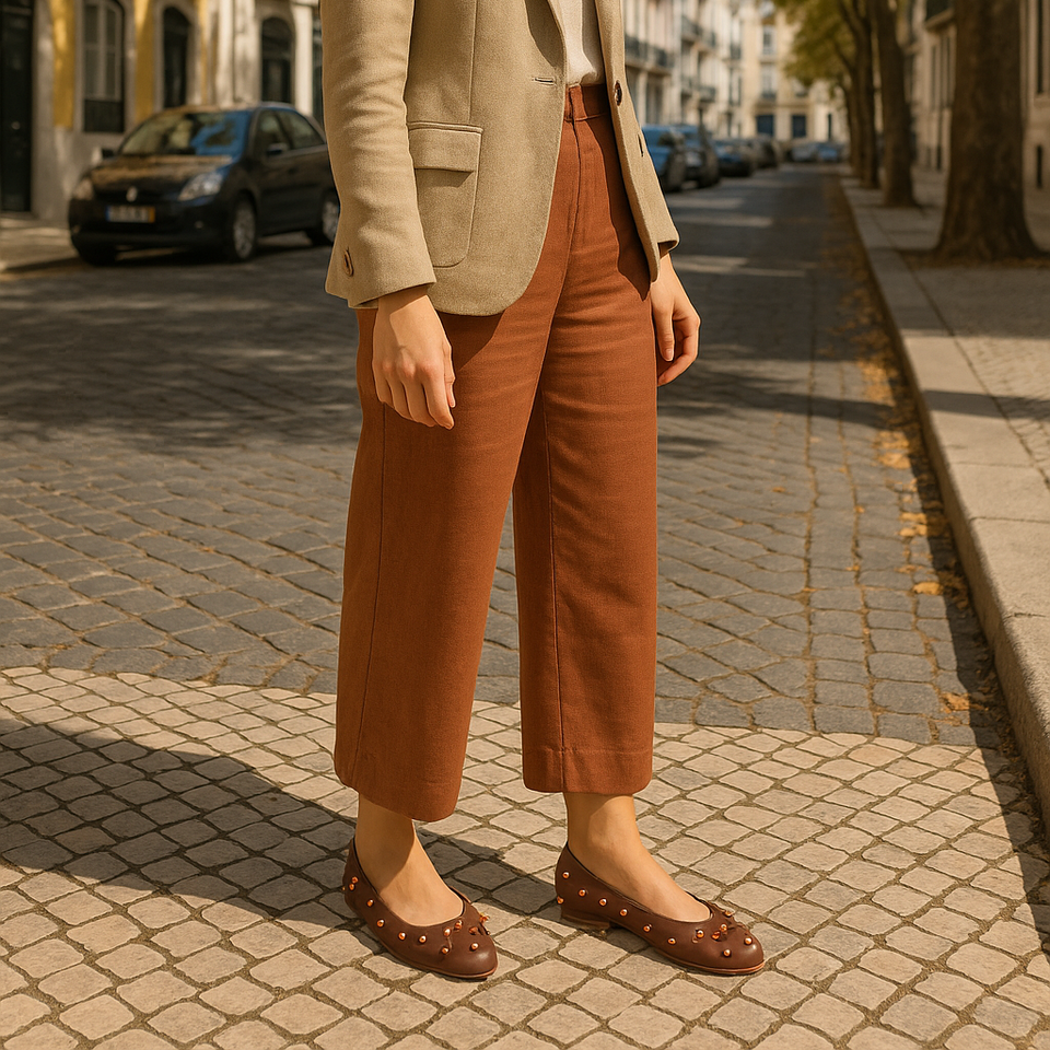 Sapatilhas Ruth Sap Marrom com Esferas Metalizadas