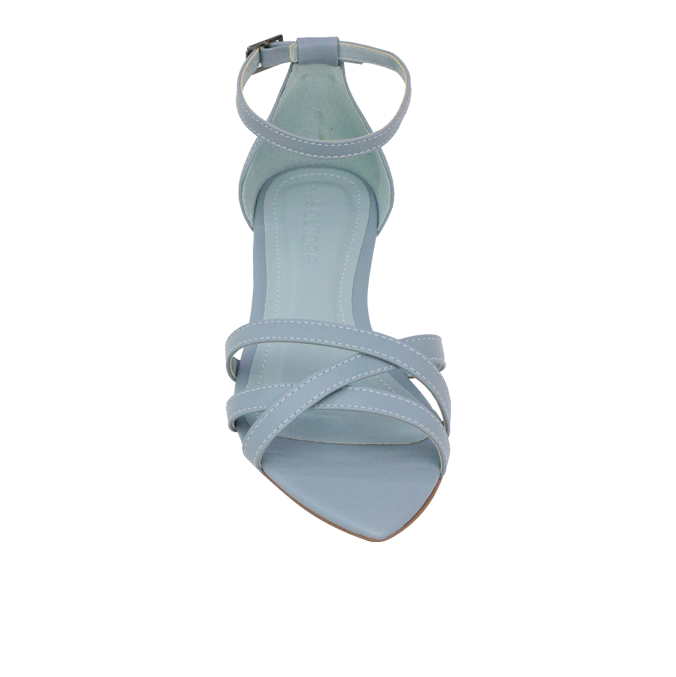 Rasteira Diane Flat Np Azul com Salto Baixo e Design Minimalista