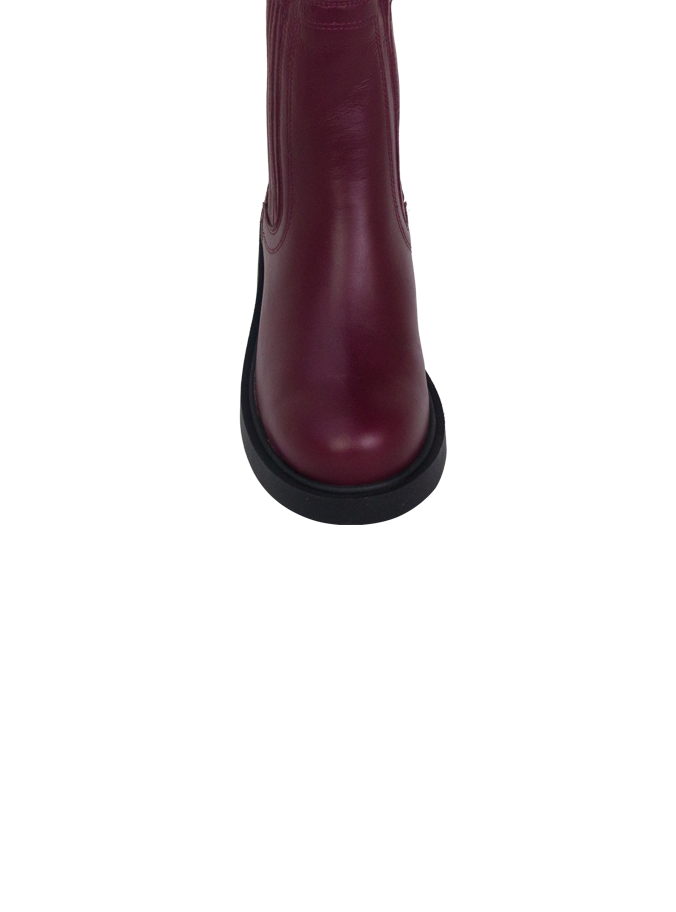 Bota Any Vinho Cano Médio – Elegância Casual em Couro