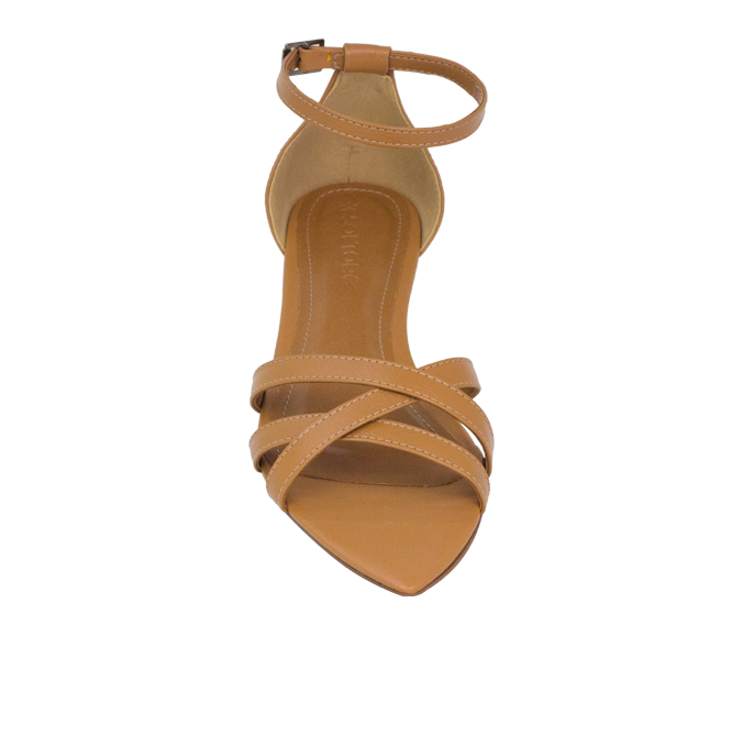 Rasteira Diane Flat Np Caramelo com Salto Baixo e Design Minimalista