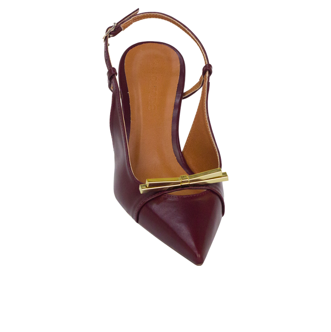 Scarpin Babi Vinho salto de 6cm e Laço Metálico