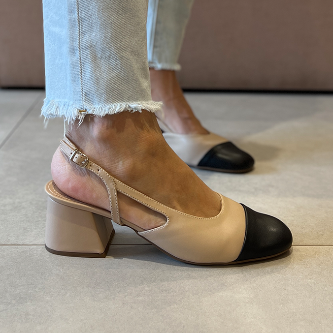 Scarpin Vonda Amendoa/Preto