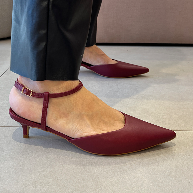Scarpin Slingback Naura Vinho com Salto de 4cm