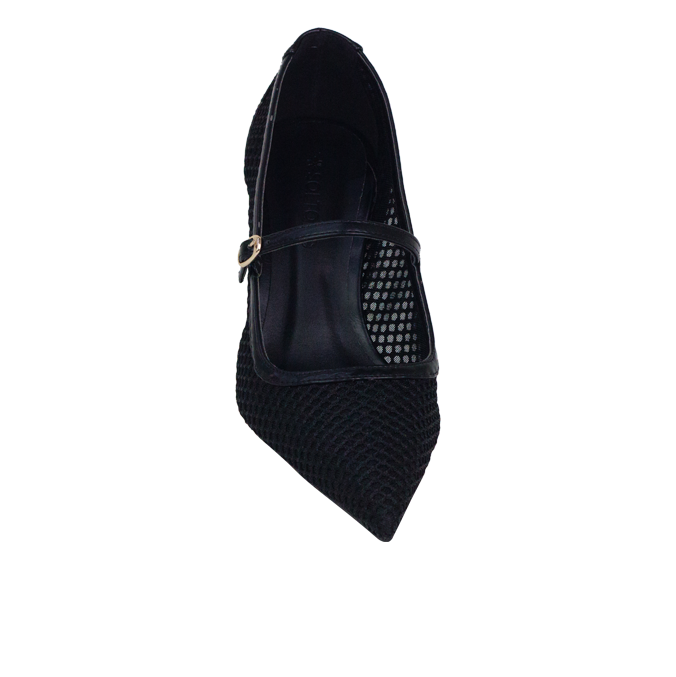 Scarpin Gorete Preto com Tela e Salto 6cm