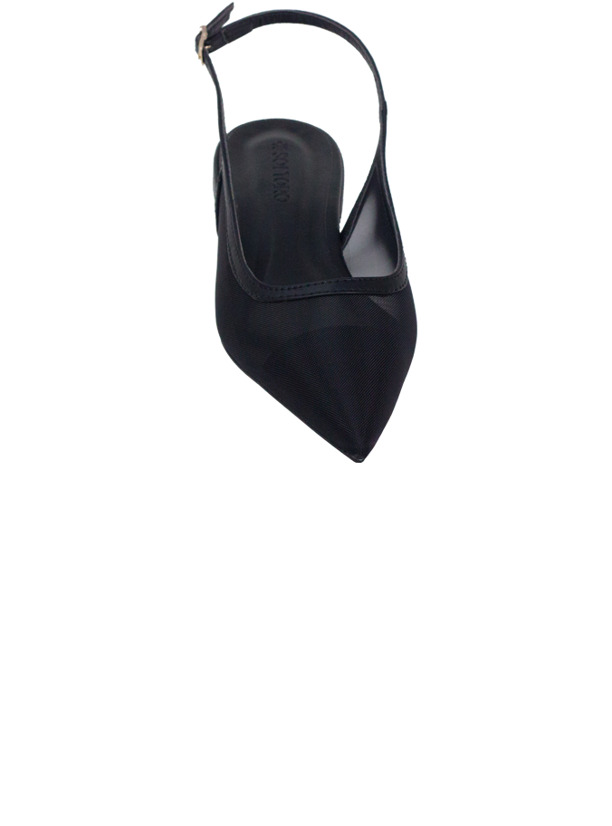 Sapatilhas Janaina Sap Preto com Tela e Salto 1,5cm