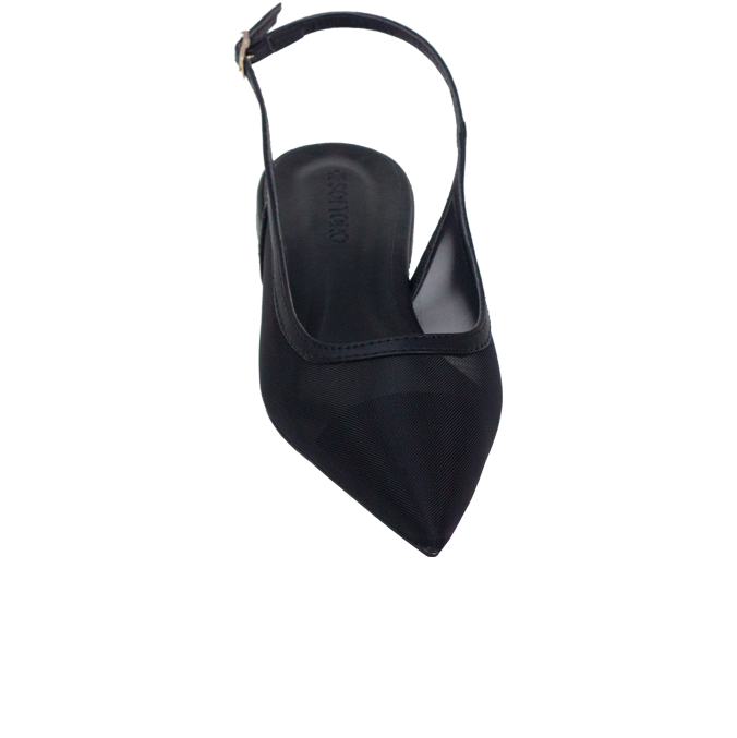 Sapatilhas Janaina Sap Preto com Tela e Salto 1,5cm
