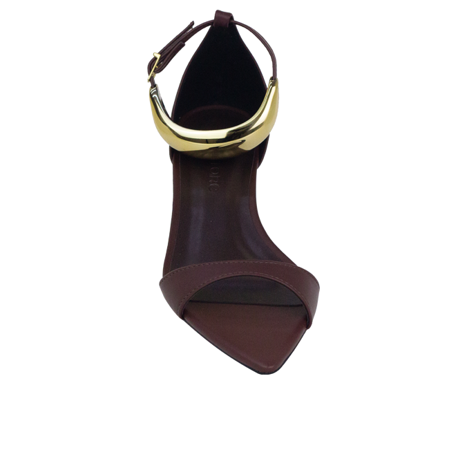 Sandália Nona Marrom Salto 4 cm peça no Tornozelo