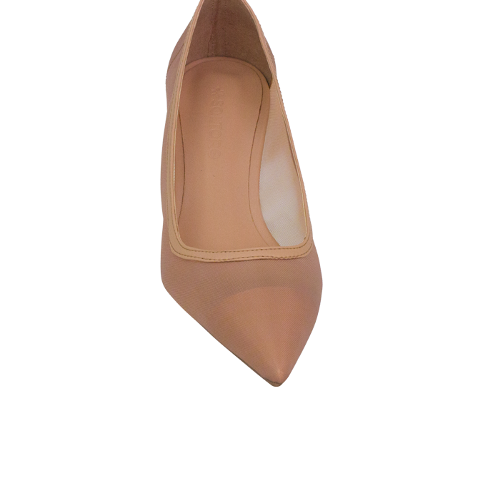 Scarpin Lauren Nude com Tela e Salto de 6 cm nas Cores do Inverno