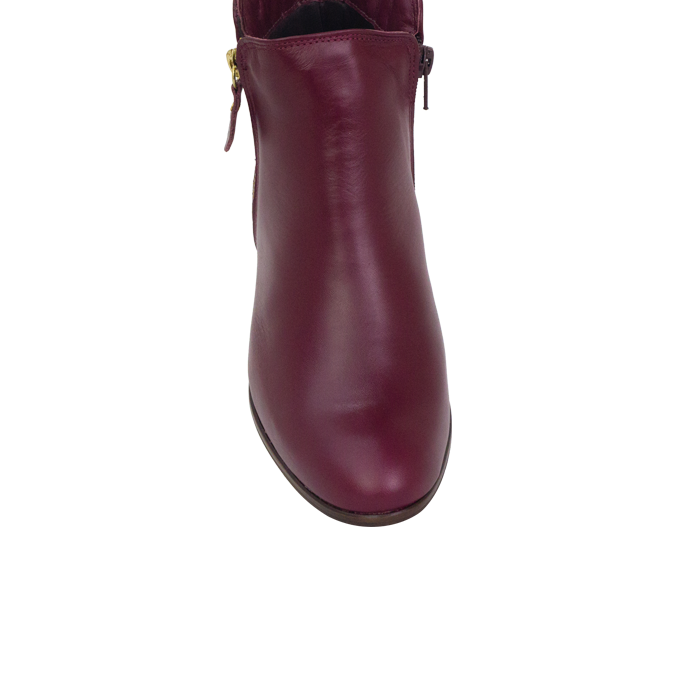 Botas Mirela Vinho com salto 4cm e detalhe de zíper dourado