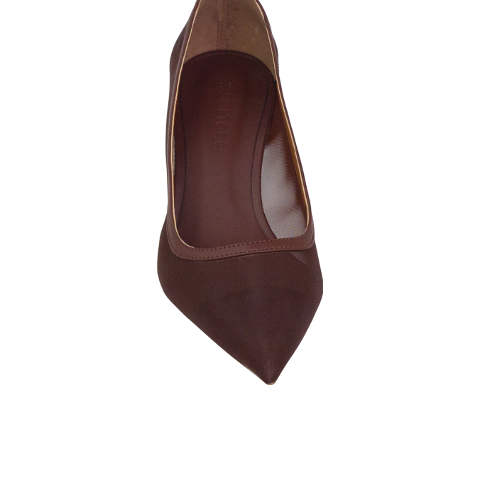 Scarpin Lauren Marrom com Tela e Salto de 6 cm nas Cores do Inverno