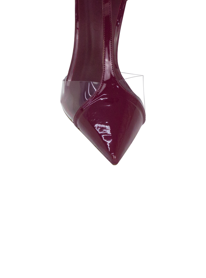 Scarpin Neiva Vinho com Vinil e Amarração – Sofisticação que se Destaca