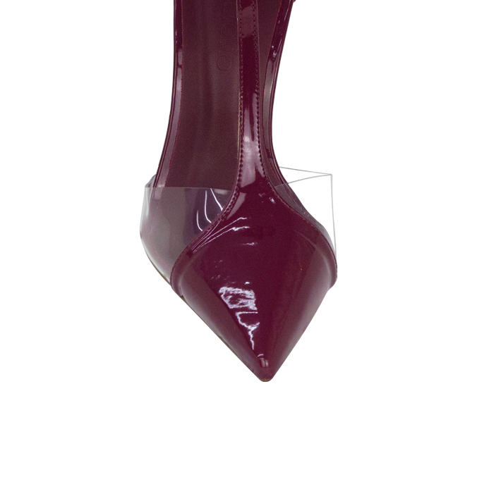 Scarpin Neiva Vinho com Vinil e Amarração – Sofisticação que se Destaca