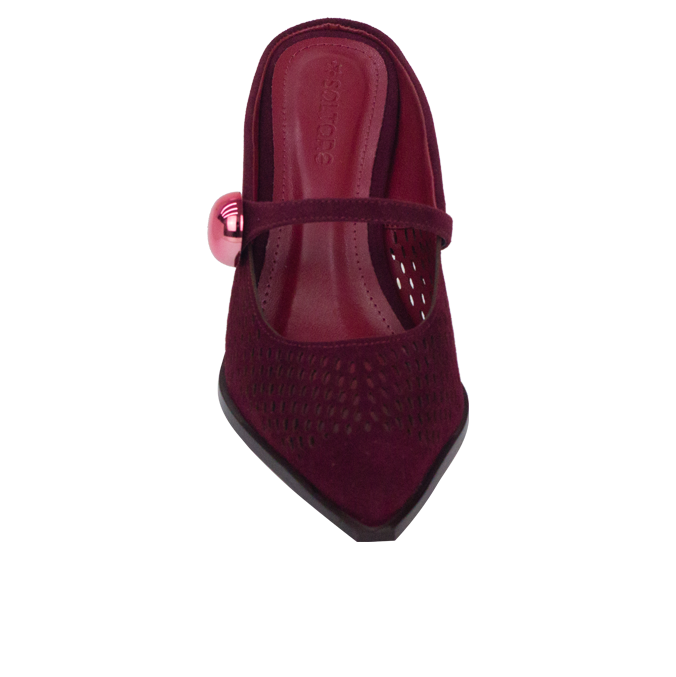 Scarpin Angel Vinho com Recortes Vazados e Salto 7cm