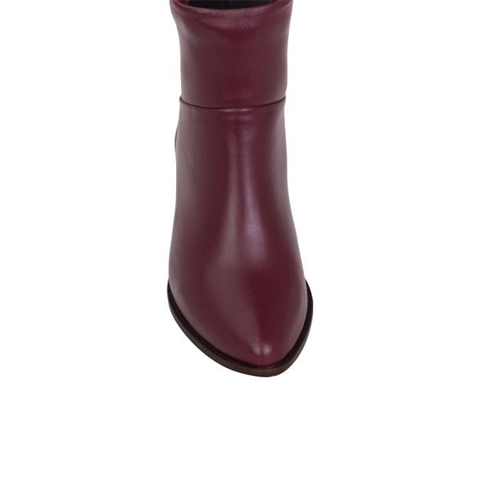 Bota Rebeca Vinho Cano Médio em Couro Premium