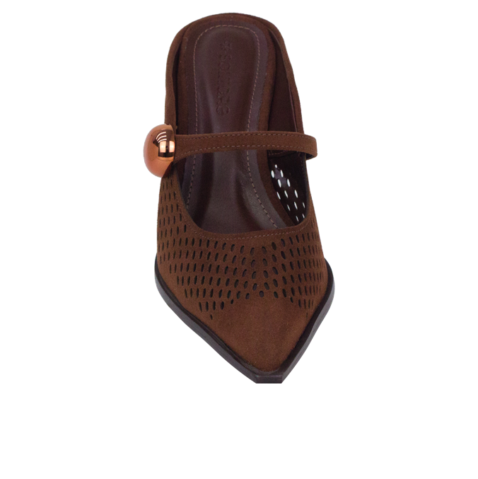 Scarpin Angel Marrom com Recortes Vazados e Salto 7cm