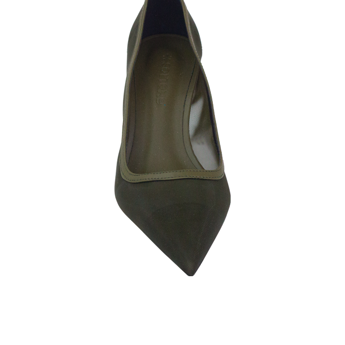Scarpin Lauren Verde com Tela e Salto de 6 cm nas Cores do Inverno