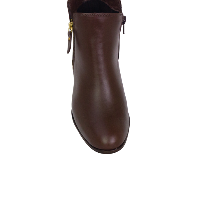 Botas Mirela Marrom com salto 4cm e detalhe de zíper dourado