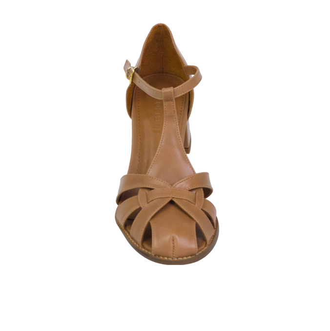 Sandália Yolanda Low Caramelo com Salto Bloco 4,5cm