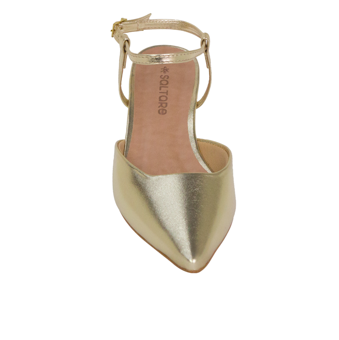 Scarpin Slingback Naura Dourado com Salto de 4cm
