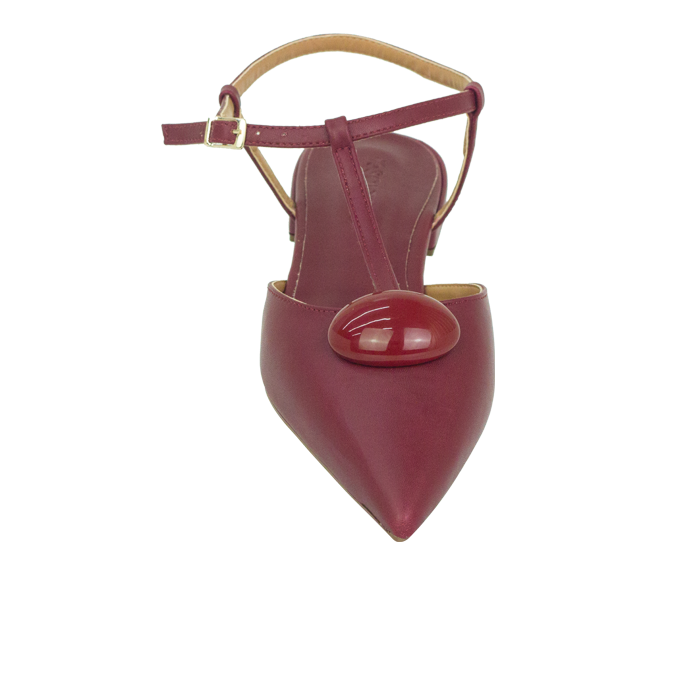 Sapatilhas Kiara Sap Vinho com Bico Fino e Pulseira
