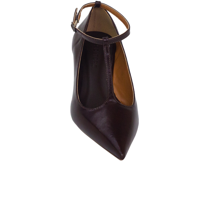 Scarpin Mia Marrom com T-Bar e Salto 5cm