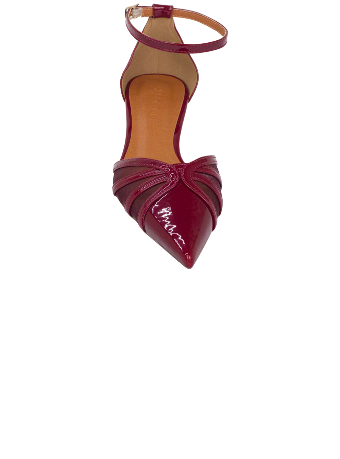 Scarpin Rachel Vinho com salto baixo e tela