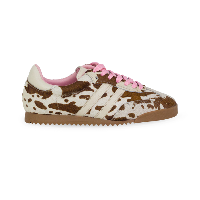 Tênis Betina Off White em Couro Pêlo Animal Print
