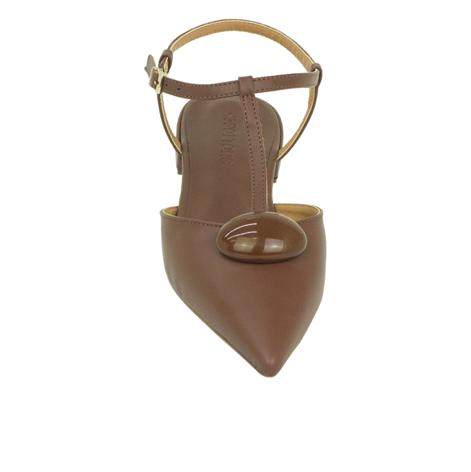 Sapatilhas Kiara Sap Marrom com Bico Fino e Pulseira