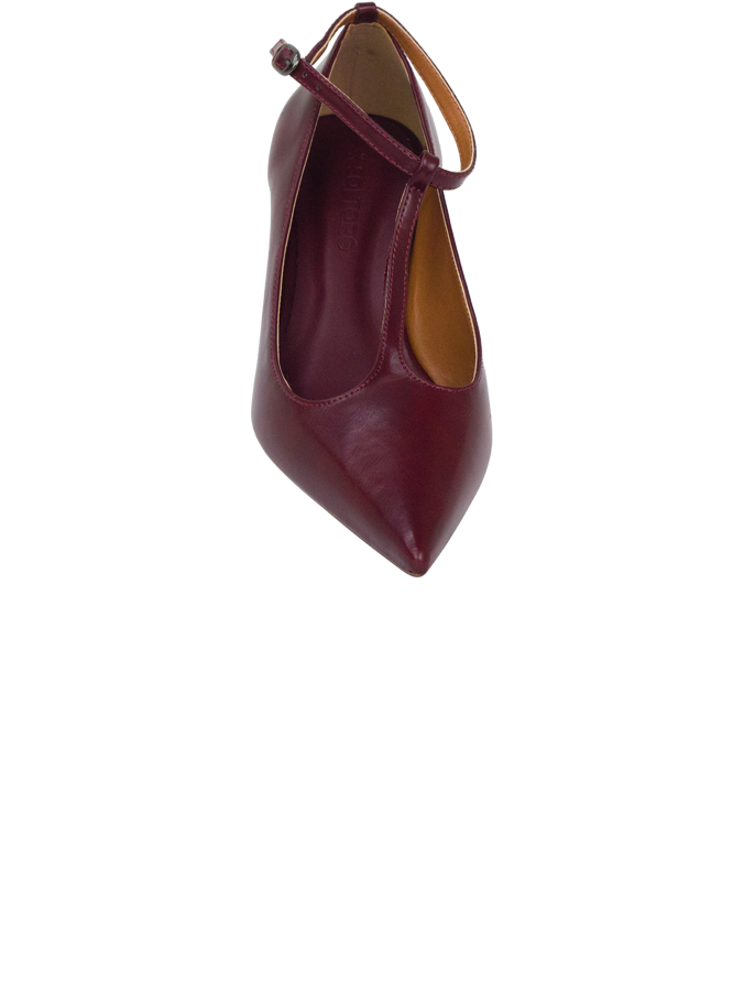 Scarpin Mia Vinho com T-Bar e Salto 5cm