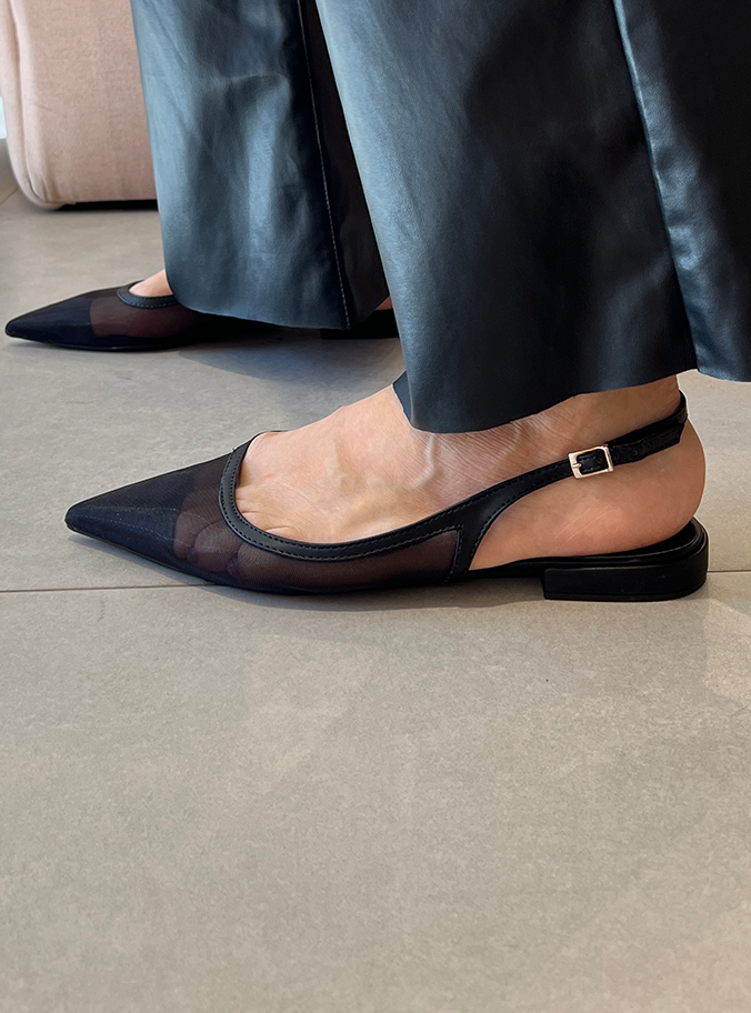Sapatilhas Janaina Sap Preto com Tela e Salto 1,5cm