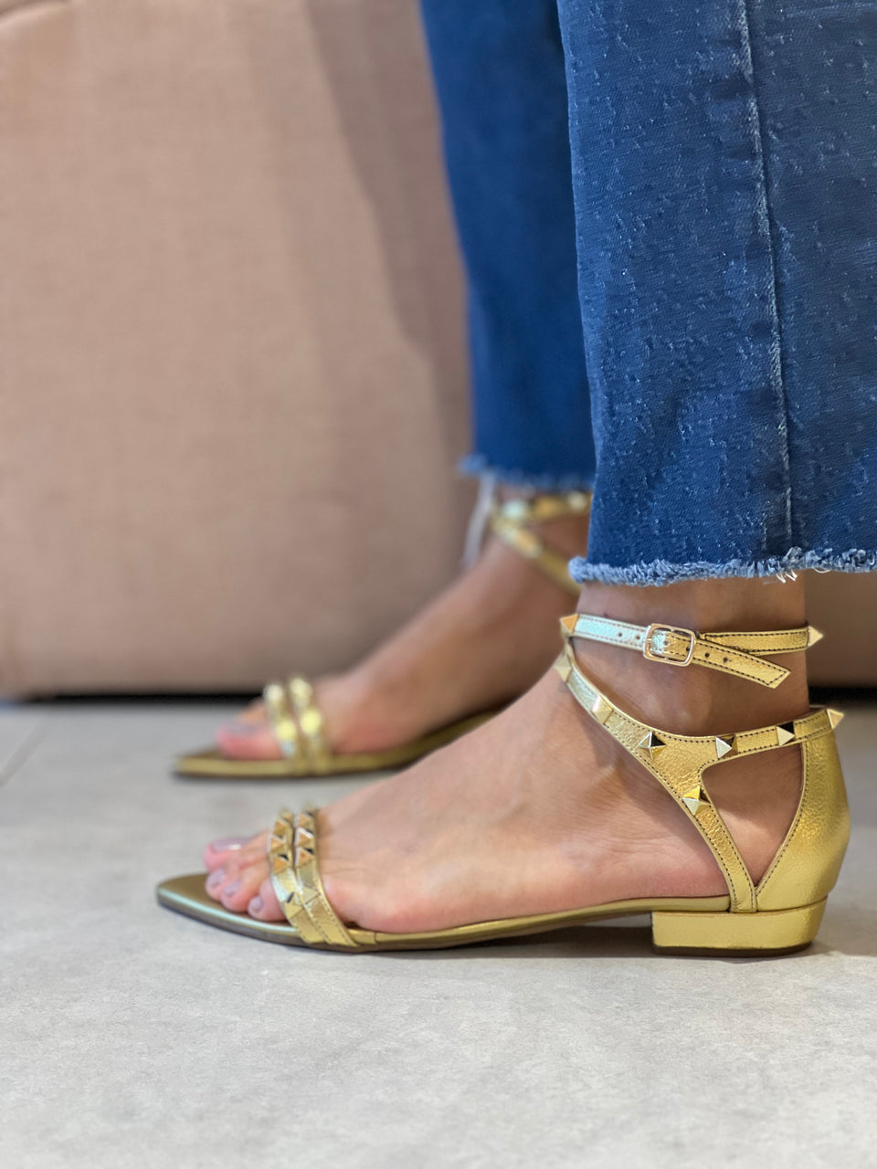 Rasteiras Catarina Flat New Dourado
