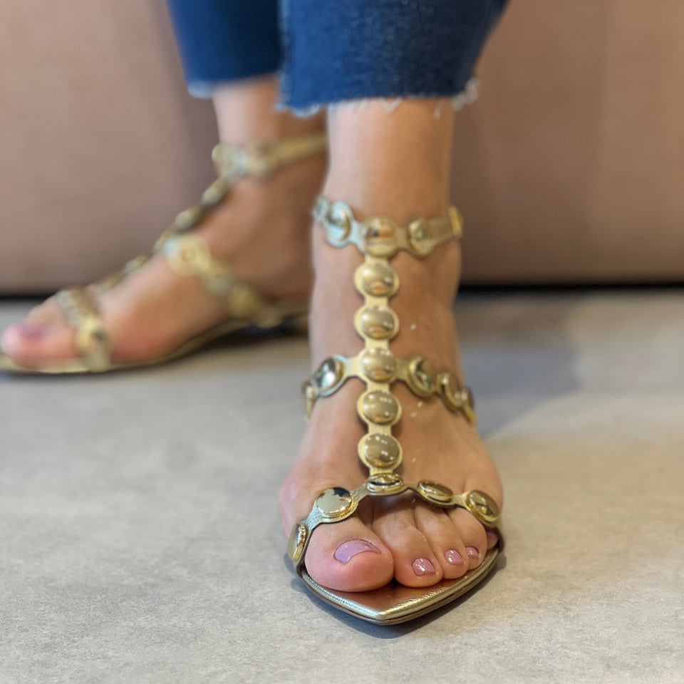 Rasteiras Francine Flat Dourado