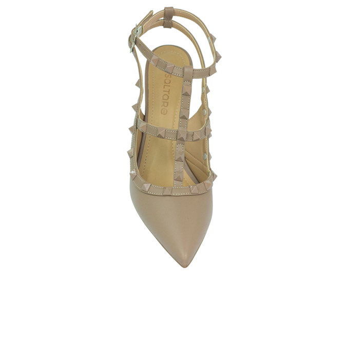 Scarpin Mona 8 Tamara com Tiras e Pirâmides