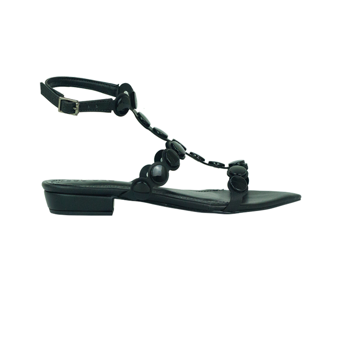 Rasteiras Francine Flat Preto