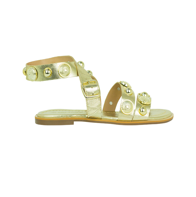 Rasteiras Celeste Dourado