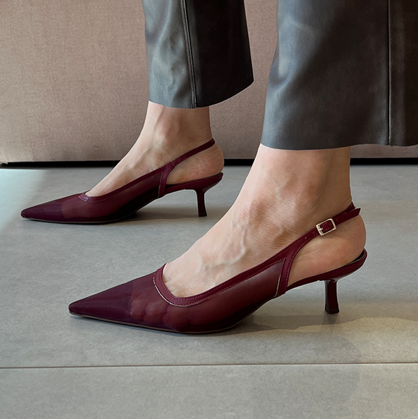 Scarpin Janaina New Vinho Tela e Salto 5cm