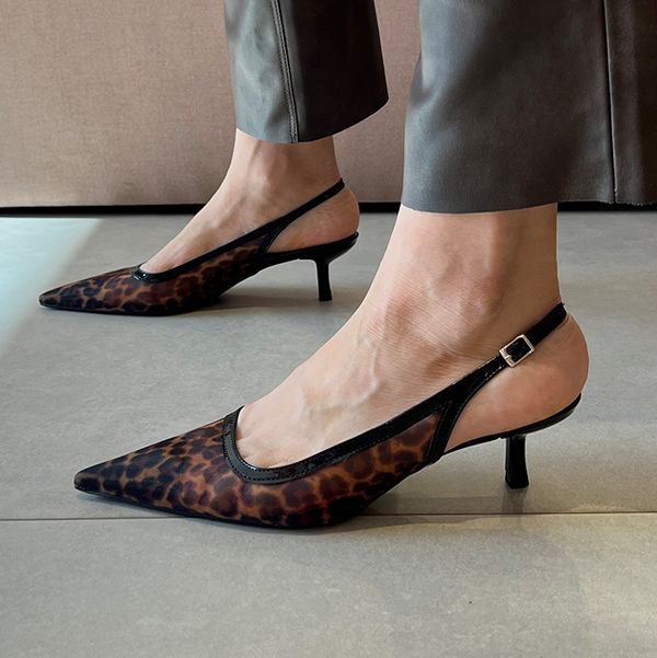 Scarpin Janaina New Onça Tela e Salto 5cm