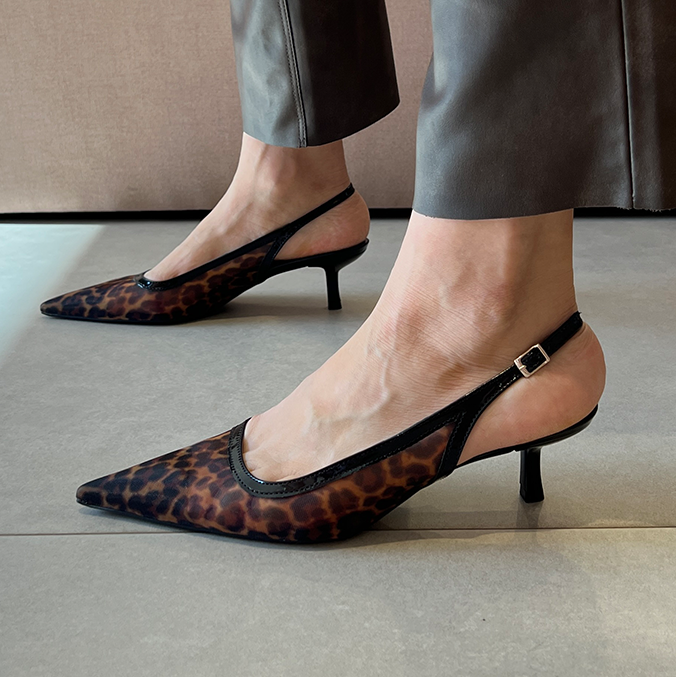 Scarpin Janaina New Onça Tela e Salto 5cm