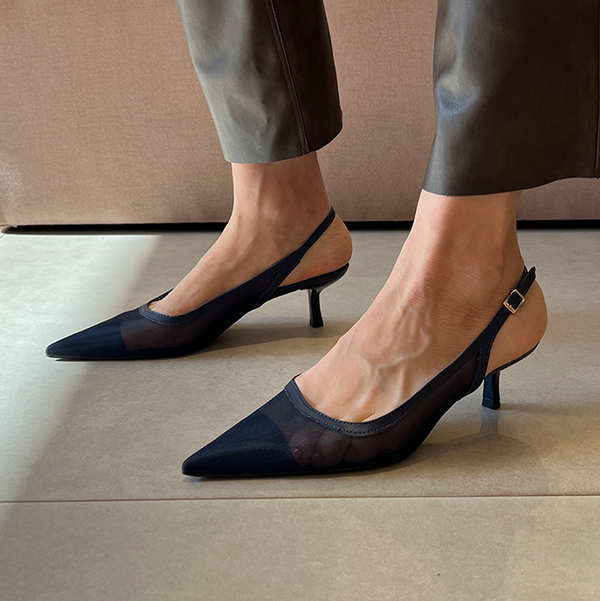 Scarpin Janaina New Azul Tela e Salto 5cm