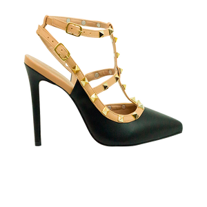 Scarpin Mona High Preto/nude