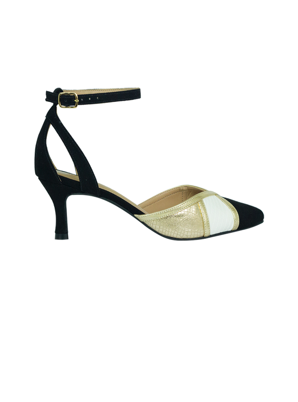 Scarpin Maria 5 Preto/dourado