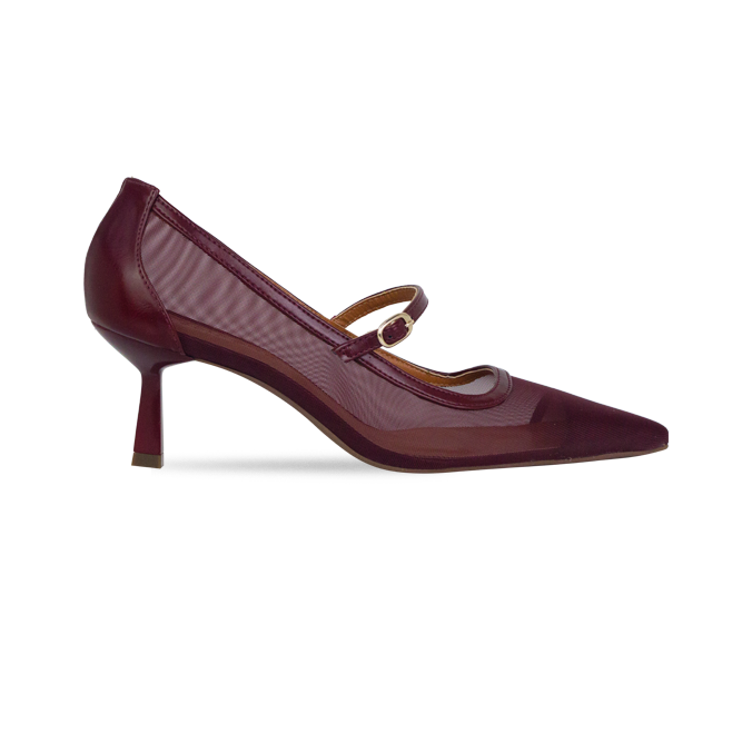 Scarpin Gorete Vinho com Tela e Salto 6cm