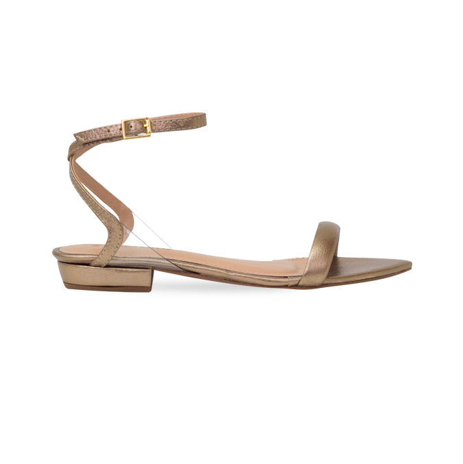 Rasteira Julia Flat Prata Velho