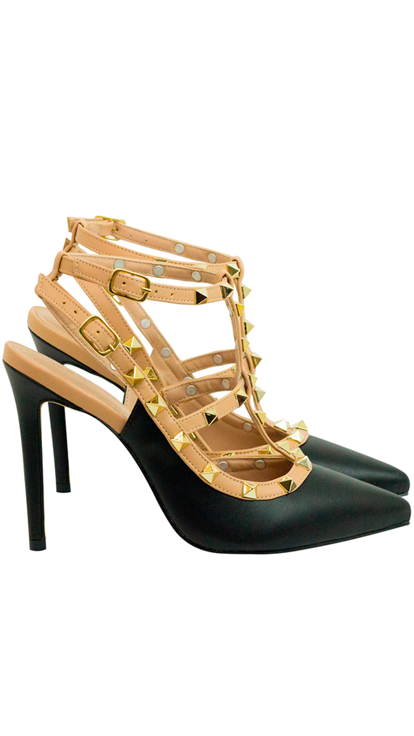 Scarpin Mona High Preto/nude