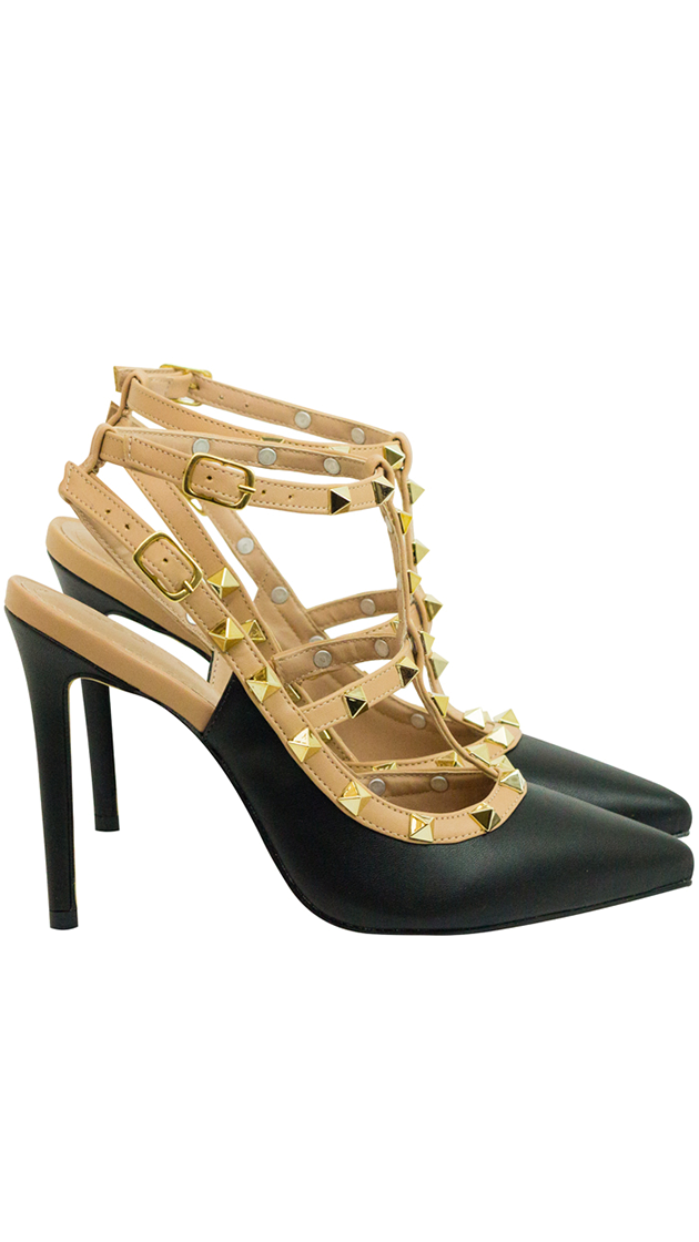 Scarpin Mona High Preto/nude