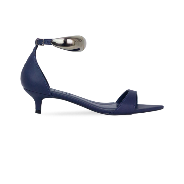 Sandália Nona Azul Salto 4 cm peça no Tornozelo