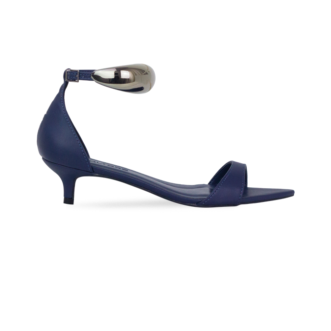 Sandália Nona Azul Salto 4 cm peça no Tornozelo