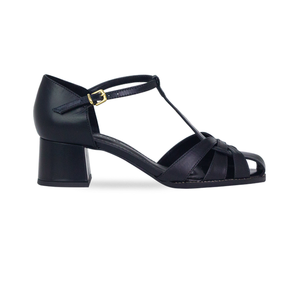 Sandália Yolanda Low Preto com Salto Bloco 4,5cm