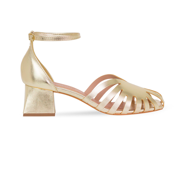 Sandália Larissa Dourado de Salto Bloco 5cm