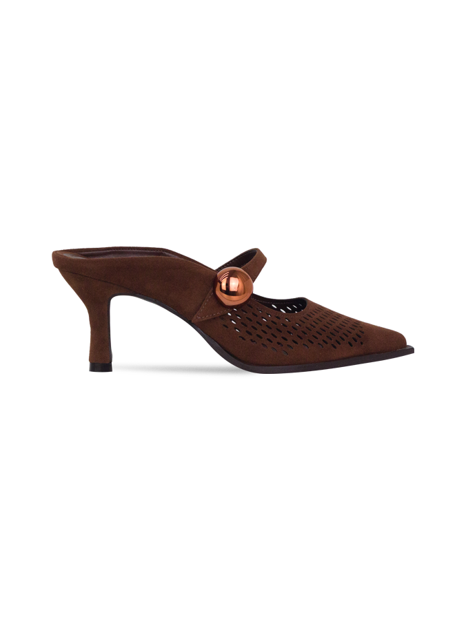 Scarpin Angel Marrom com Recortes Vazados e Salto 7cm